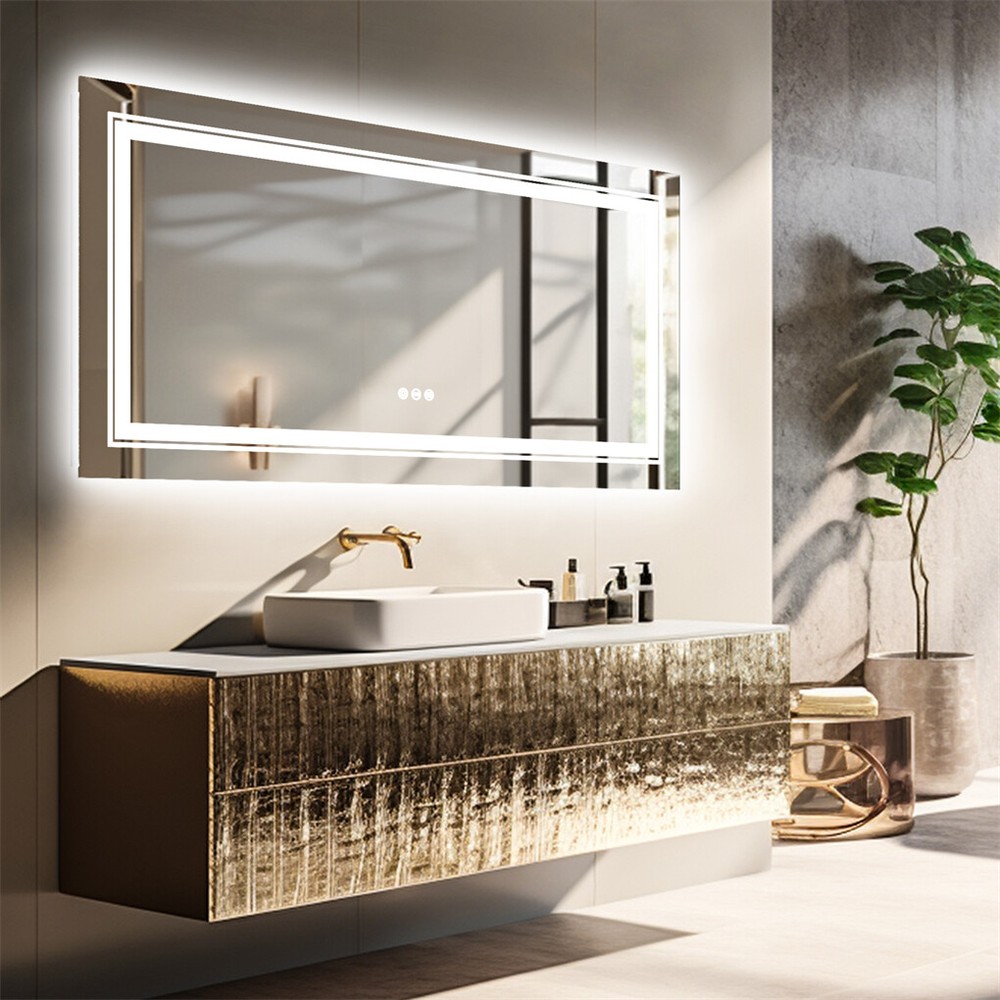 42''x20'' LED Wall Mirrors Sleek Backlit Bathroom Mirror Vertical & Horizontal