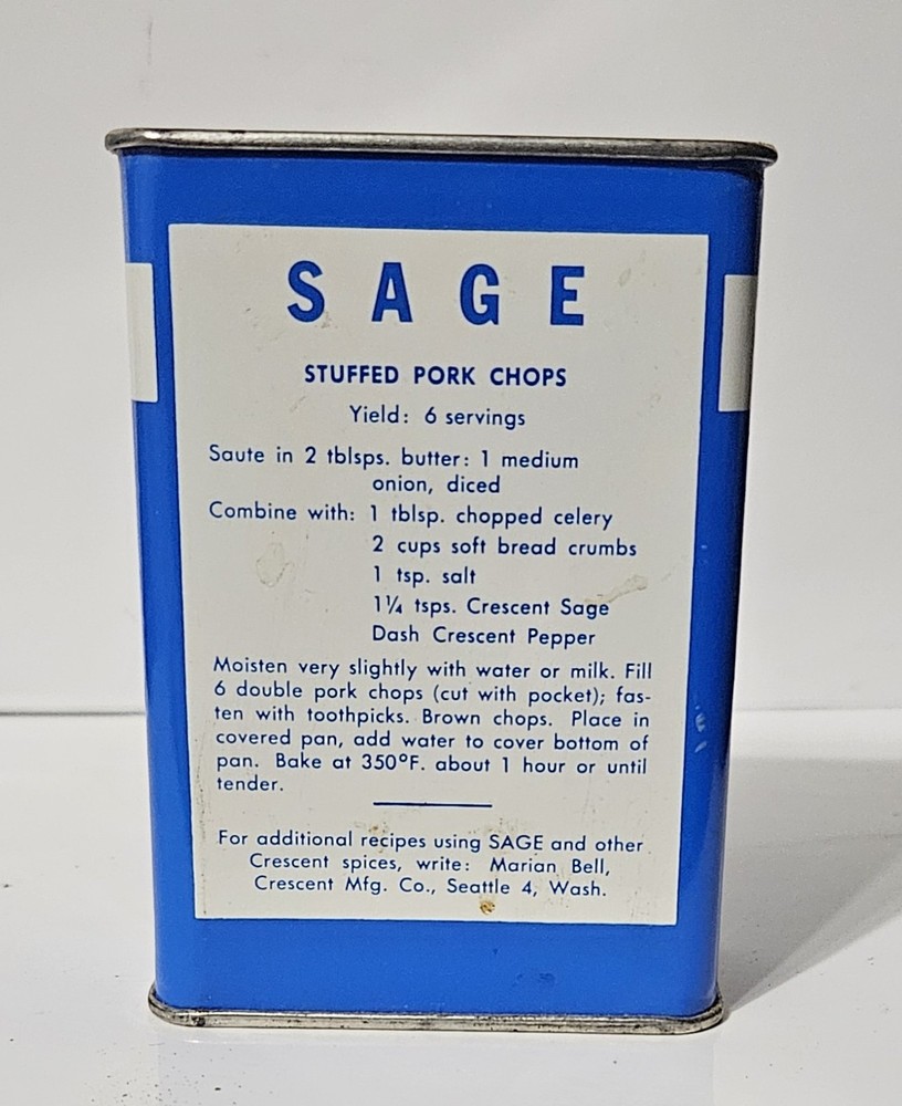 Vintage Crescent Sage Spice Tin - 1 1/2oz
