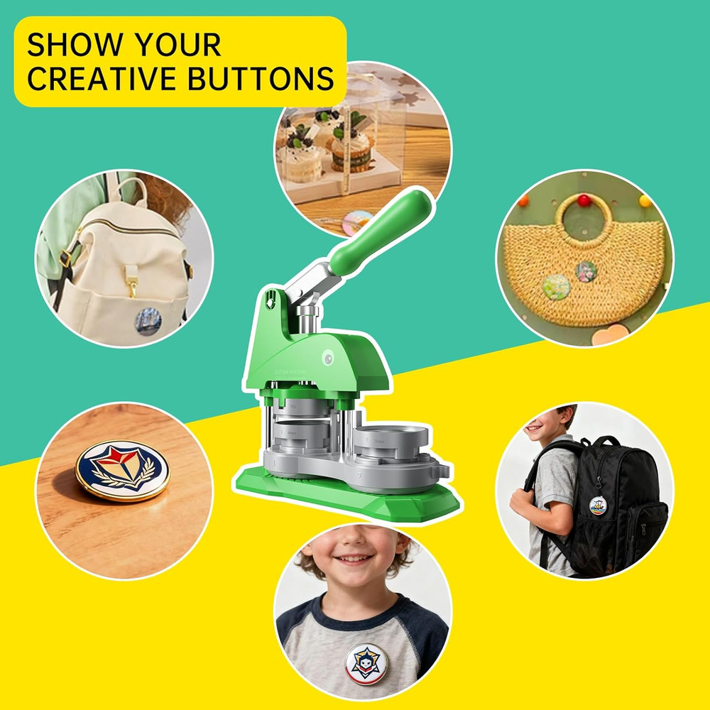 DIY Button Maker Machine with 300 Supplies - 3 Sizes & Circle Cutter