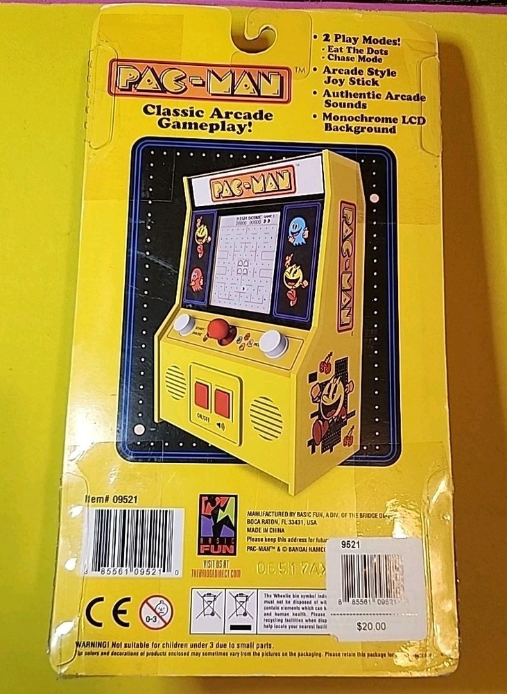 Pac Man Bandai Namco Mini Handheld Arcade Game Basic Fun New & Sealed Working