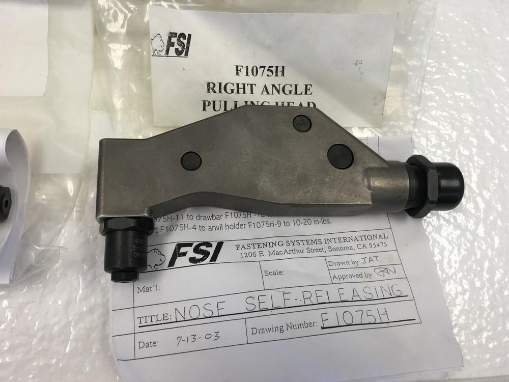 NEW FSI Huck Cherrymax Rivet Pulling Head Set Straight Offset Right Angle