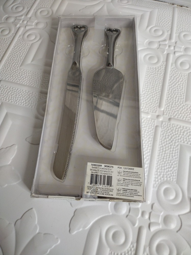 Tri Chrome Heart Knife & Server Set Lillian Rose Wedding Set Cake Knife & Server