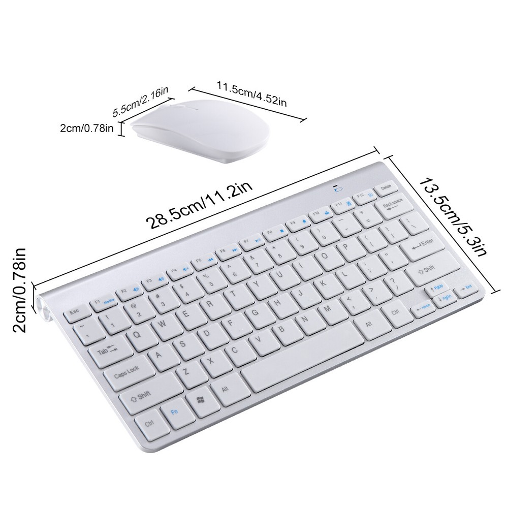 Mini Wireless Keyboard Mouse Set Ultrathin Waterproof For Mac Apple PC Computer