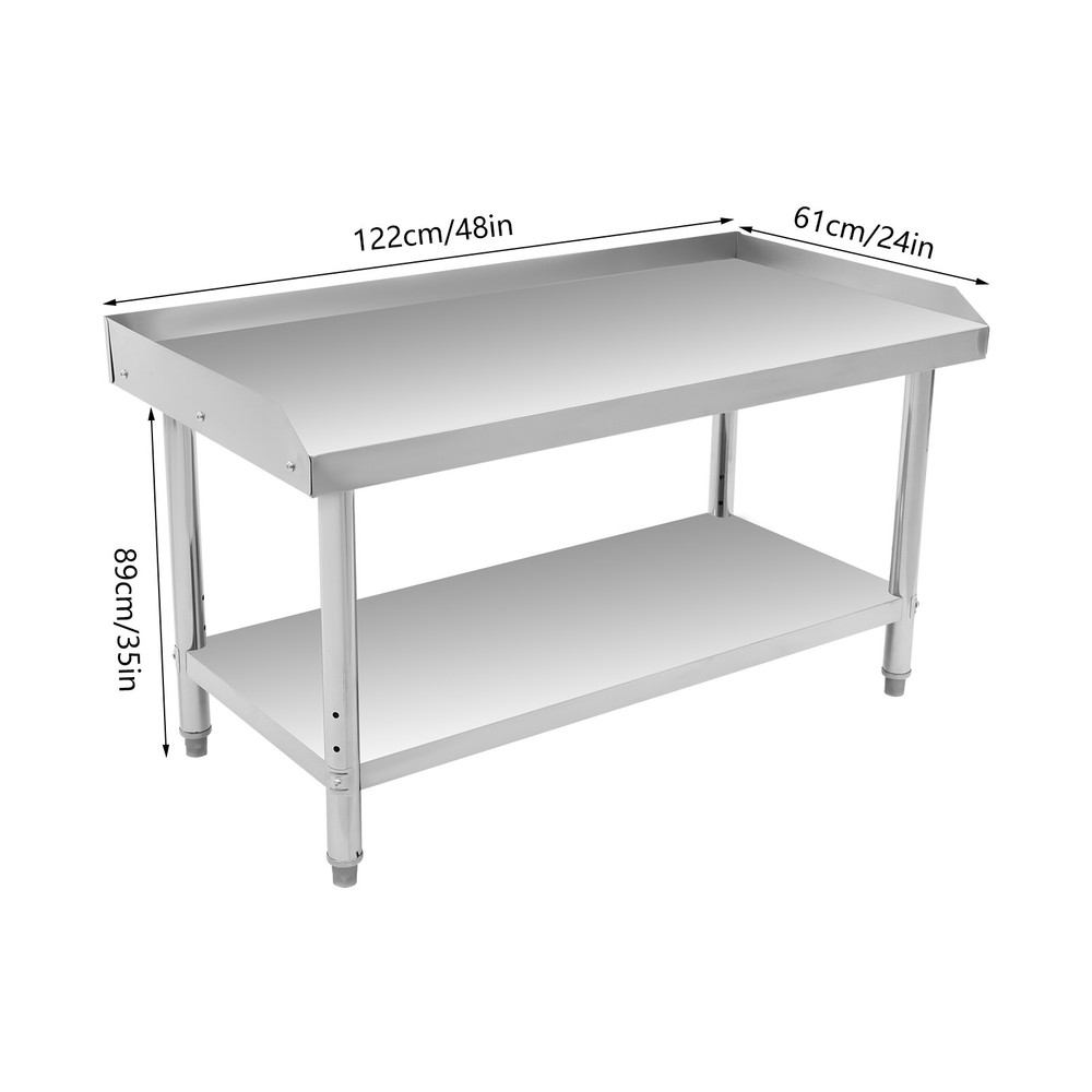 48*24*35-36" Adjustable Commercial Work Table With Backsplash Silver Work Table