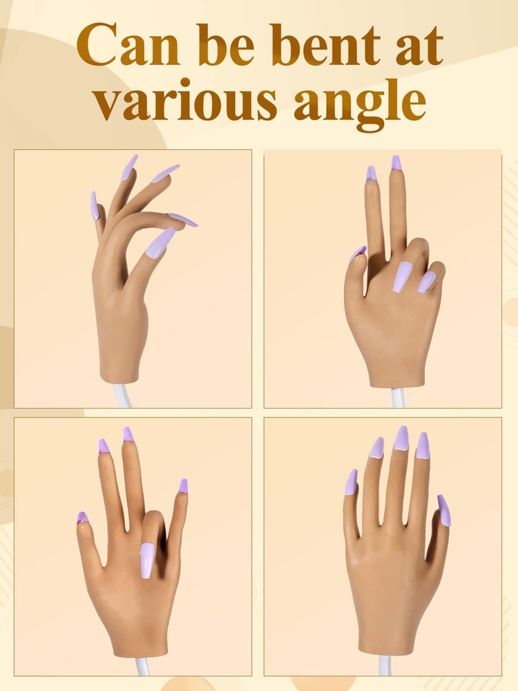 Practice Hand for Acrylic Nails- Silicone Nail Hand Practice Upgrade Nail Tip...