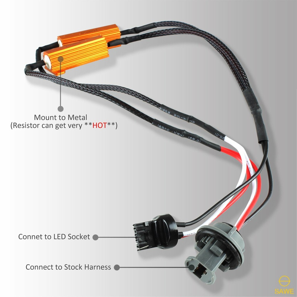 7443 7444 Front LED Turn Signal Resistor Adapter Anti Hyper Flash Error Canceler