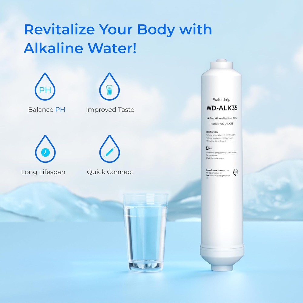 Waterdrop Alkaline Water Filter WD-ALK35, Alkaline Filter for RO System