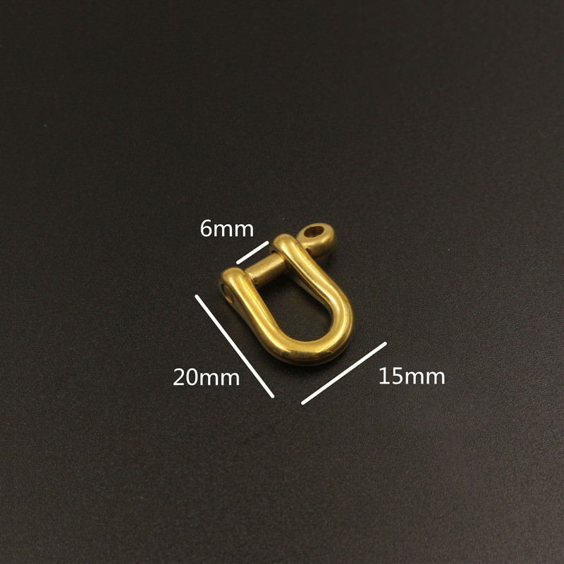 Solid Brass D Bow Shackle Screw Pin Joint Connect Key Chain Hook Leather Craft