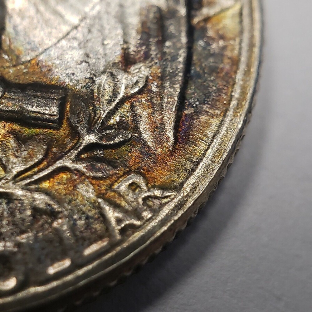 1954 25c Washington Quarter - UNC - Luster - Rainbow Pattern Toning - Y4128