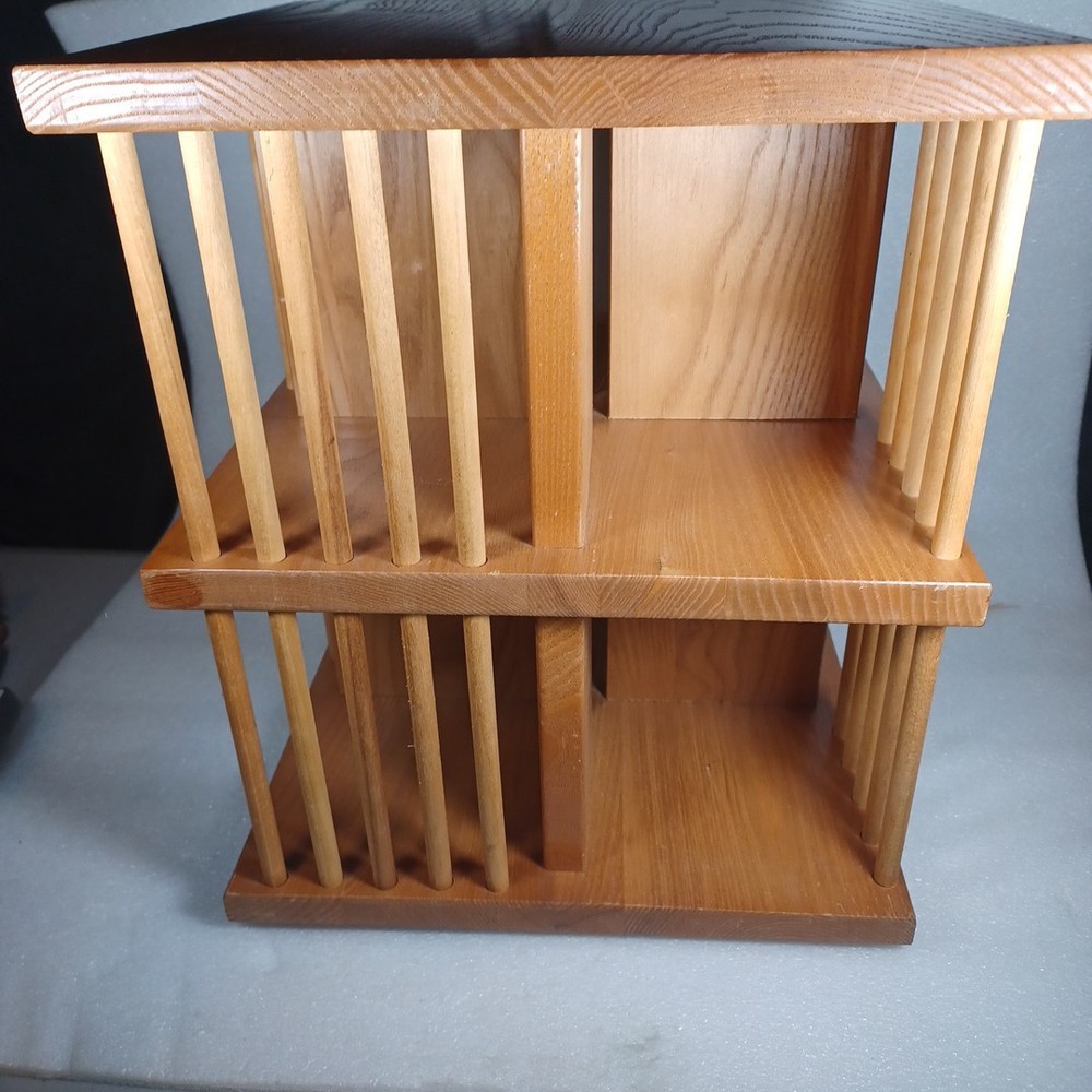 Cornwall Vintage Solid Wood CD Tower Rack Carousel Spinning Holds 80 CDs