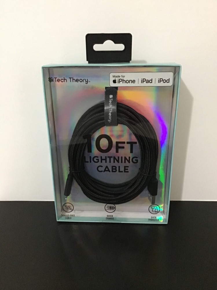 NEW Tech Theory 10ft Cable Compatible with iPhone, iPad, iPod-Charge/Transfer