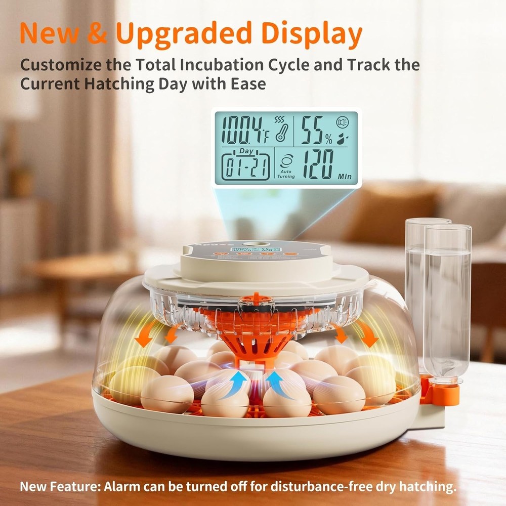 Complete Egg Incubation System: 18 Eggs, Automatic Candler & Easy Clean Design