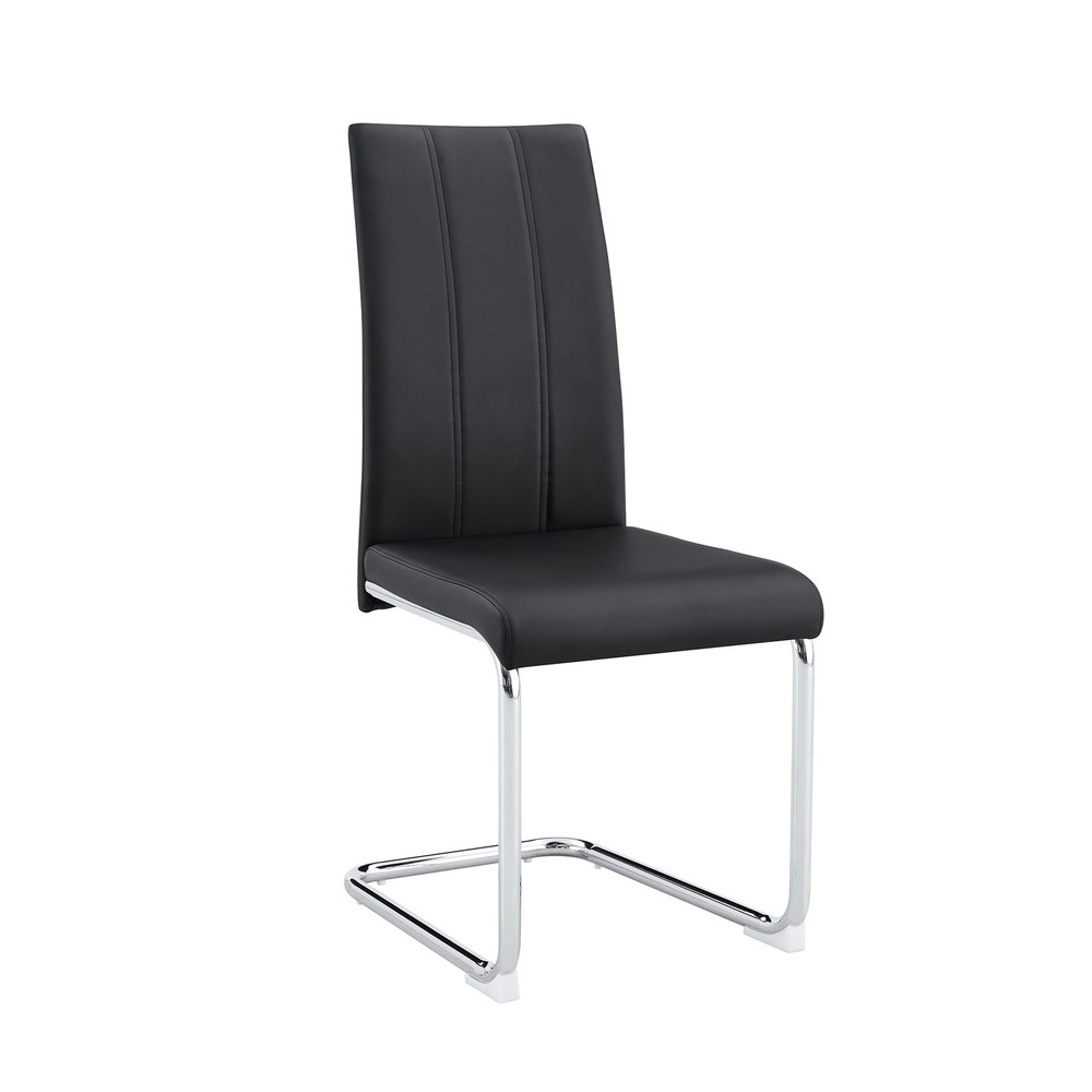 4-Pack Black PU Upholstered Dining Chairs - Modern High-Back Side Chairs with