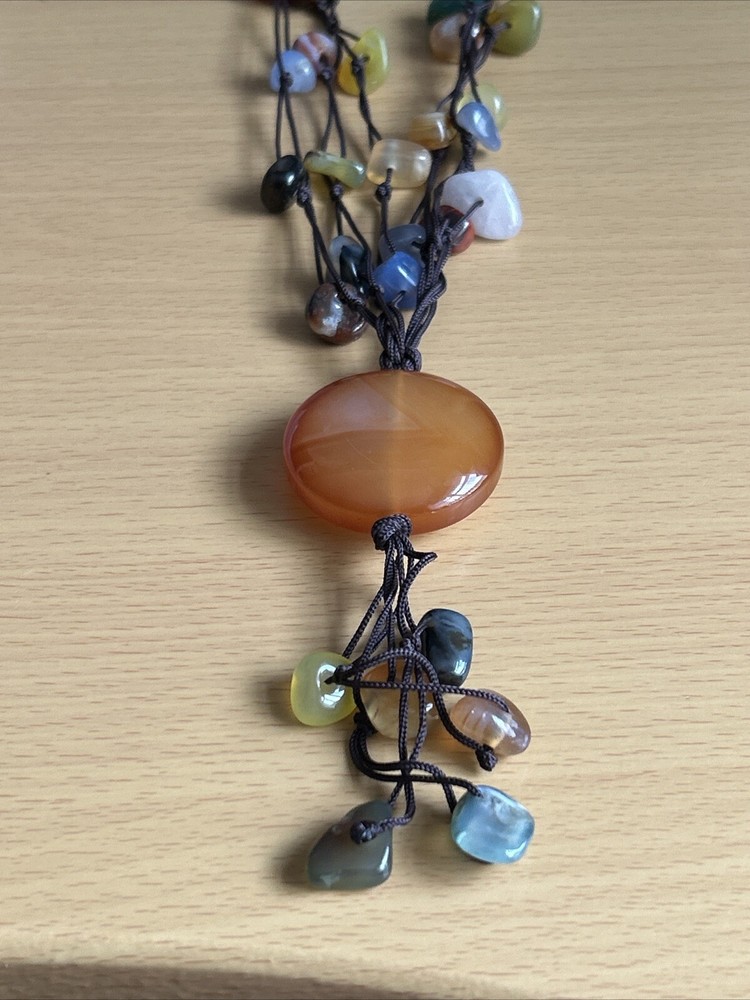 Stunning Agate / Mixed Gemstone Statement Pendant/ Necklace