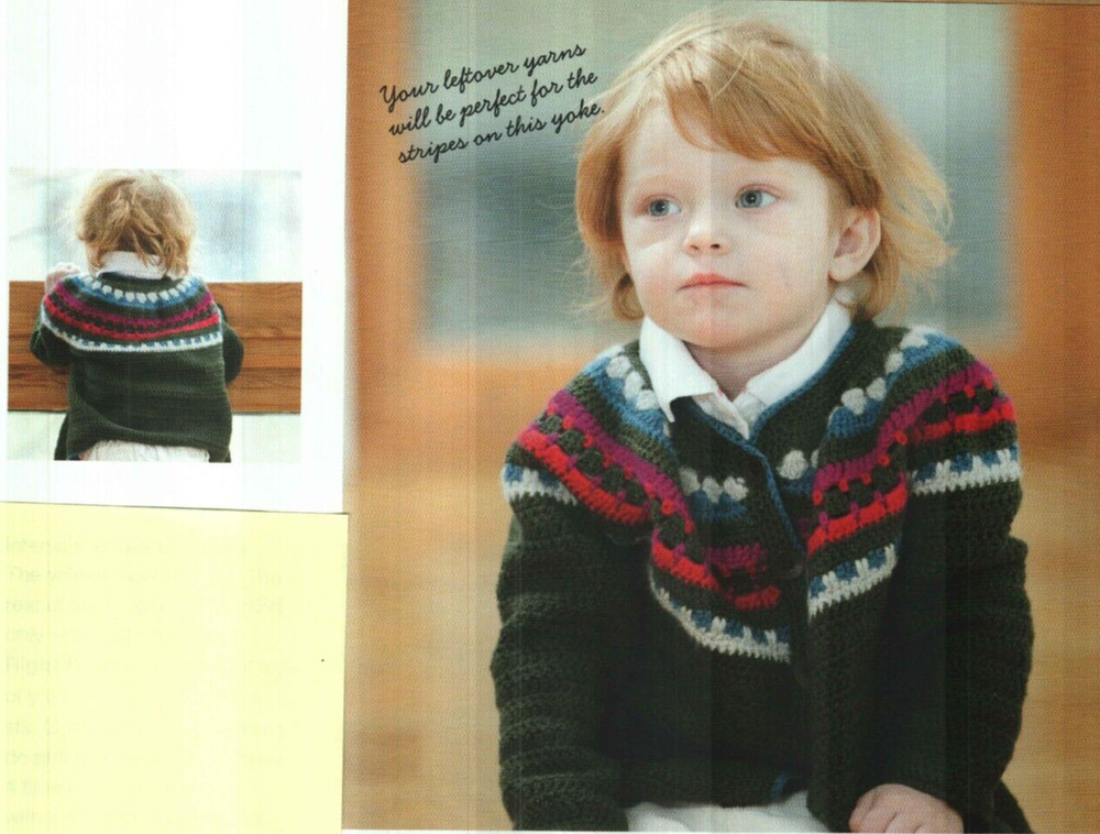 YOKED CHILD'S SWEATER ONE SIZE CROCHET PATTERN INSTRUCTIONS
