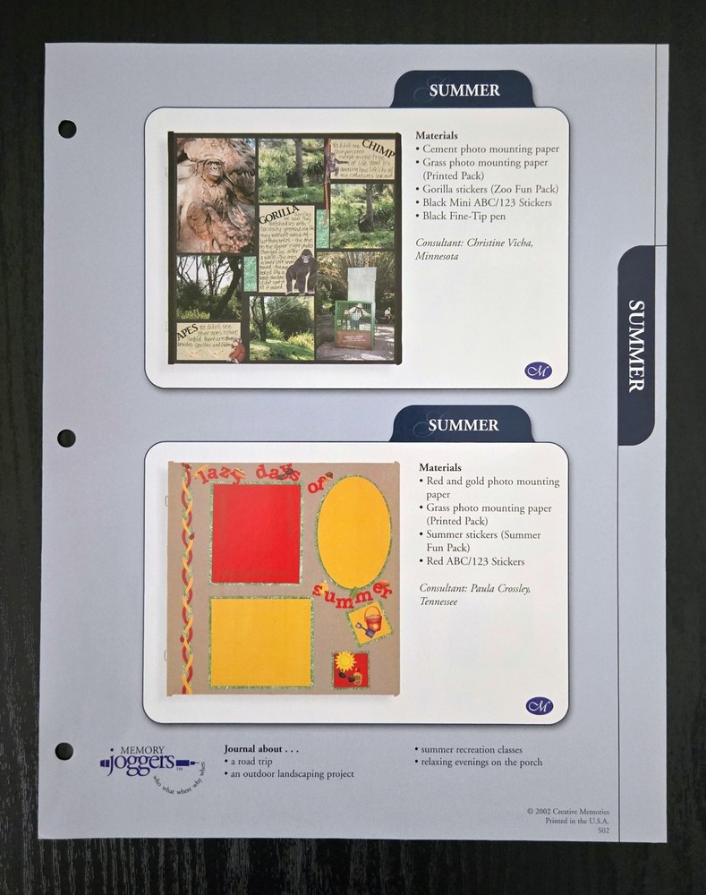 Creative Memories Page Patterns Dividers & Idea Sheets plus FREE CM BINDER! NEW!