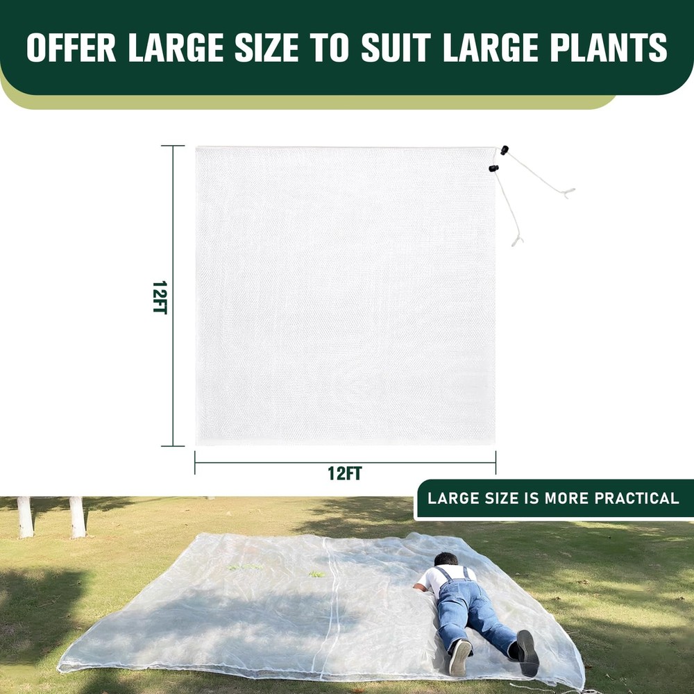 Large Fruit Tree Netting Bags with Zipper and Drawstring, Insect Bird Barrier...