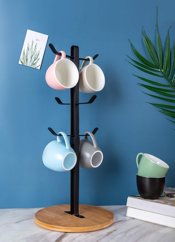 Coffee Mug Holder Espresso Cup Holder Mugs Tree Hanger Bamboo Base Coffee Cup Ho