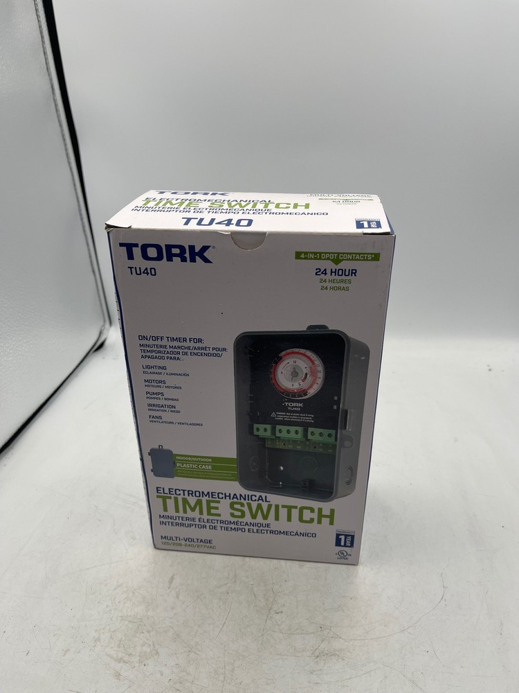 Tork Time Switch TU40 Electromechanical 24 Hour Multi-Voltage Plastic Case DPDT