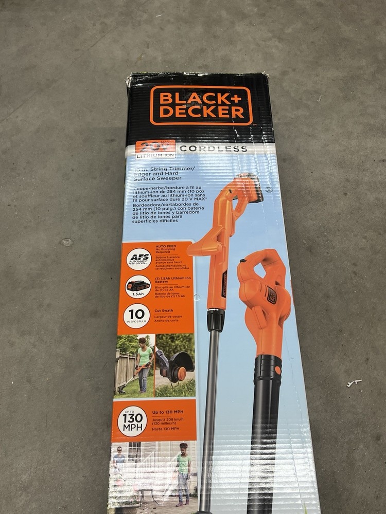 BLACK+DECKER 20V MAX Cordless String Trimmer and Sweeper Combo Kit (LCC221) NEW