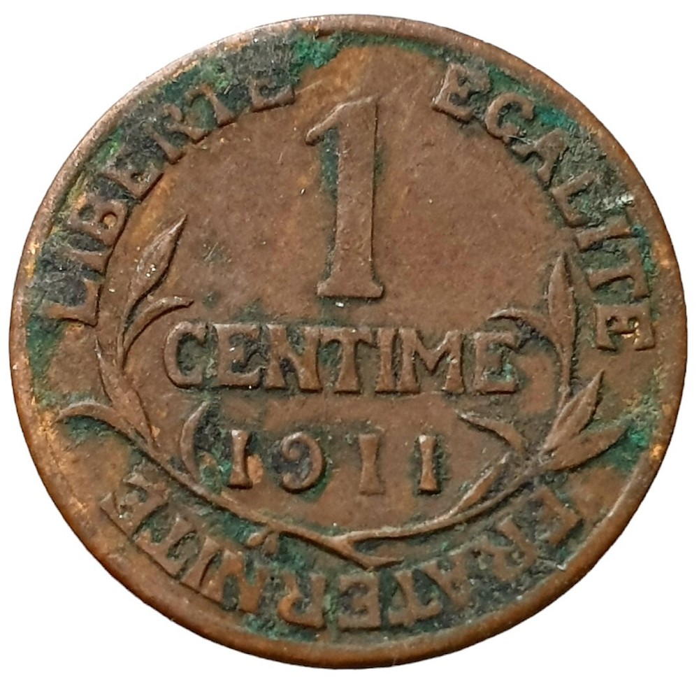 France 1911 Coin 1 Centime Bronze