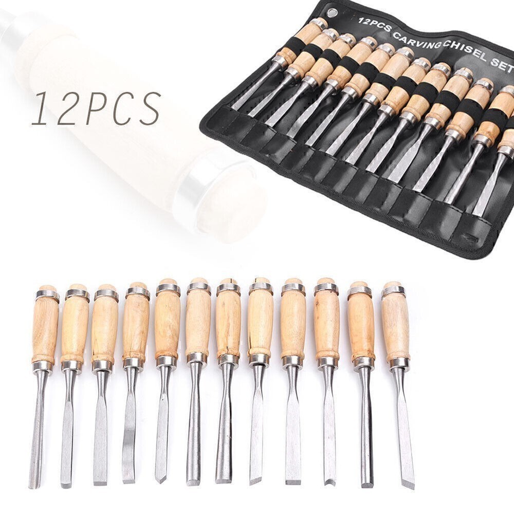 Wood Carving Hand Chisel Set Woodworking Professional Lather Gouges Tools Kit