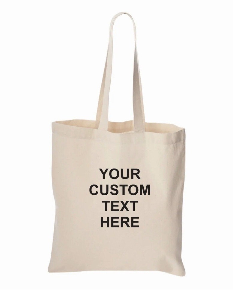 Custom Tote Bag Add Your Text Personalized Custom Printed Gift Shopping Reusable