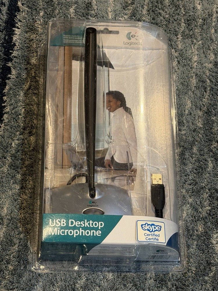 Logitech USB Desktop Microphone PC Laptop VOIP Skype Certified Silver Windows