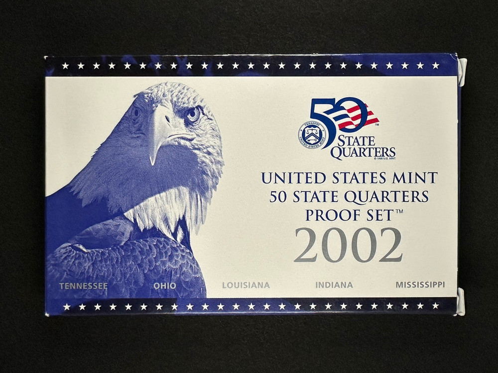 2002-S US Mint 50 State Quarters Proof Set | 5 Coins | Original Packaging/CoA