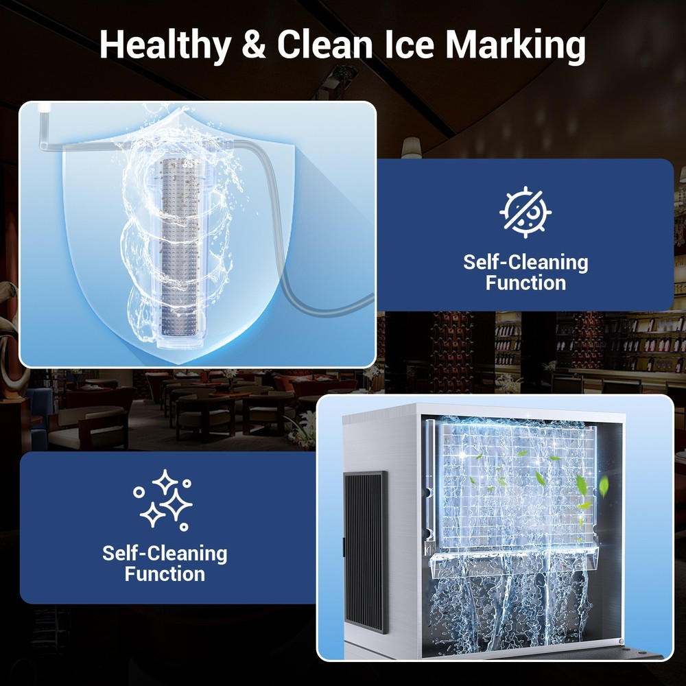 600LBS/24H Commercial Ice Maker Built-in Undercounter Ice Cube Machine Automatic