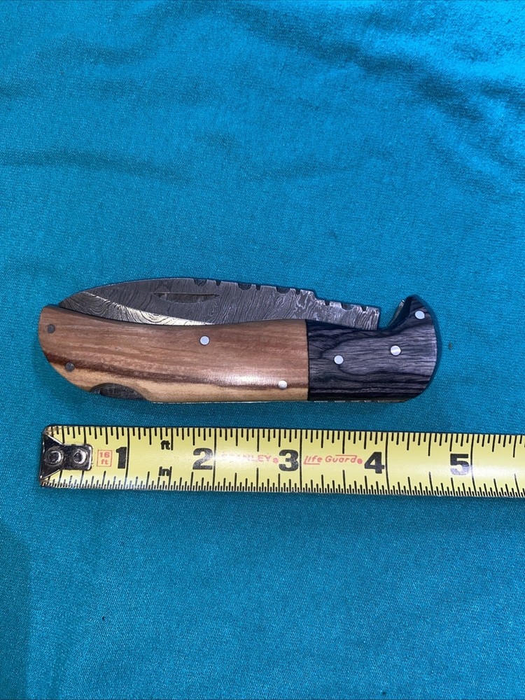 Handmade Damascus Lock-Back Folding Knife With Sheath