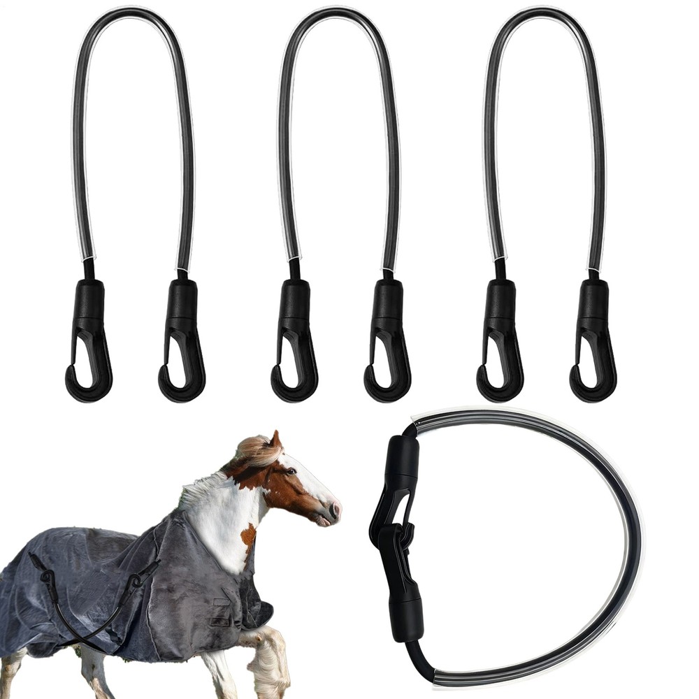 4pcs Secure Horse Blanket Leg Strap Adjustable Elastic Tail Strap Horse Owners