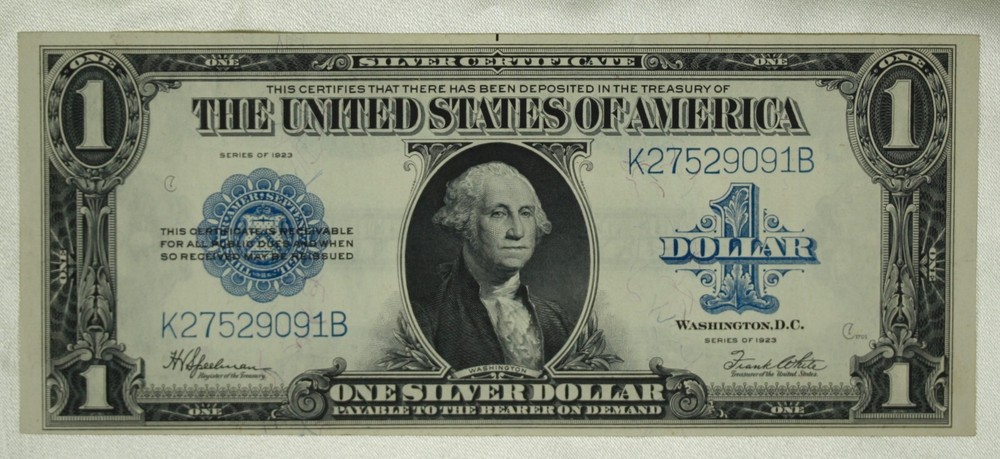 2 Consecutive Numbered $1 Large Size Silver Certificates. AU/CU