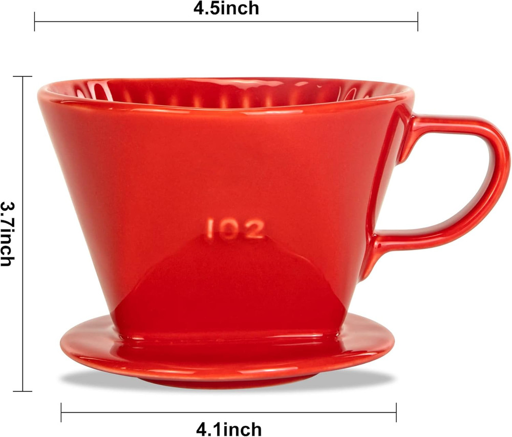 Pour Over Ceramic - Coffee Dripper Ceramic Coffee Maker with 3 Holes Flat Bottom