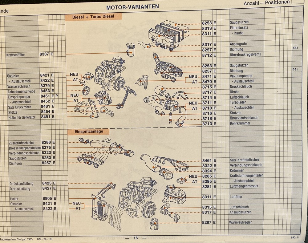 Porsche 968 1994 Genuine DAT Exploded Drawing Repair Sheet (O5-27-1)