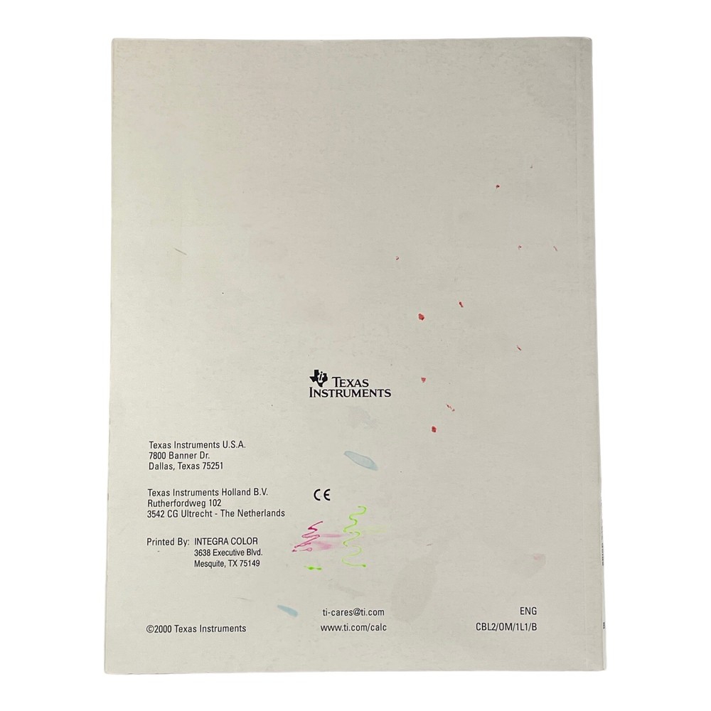 Texas Instruments Getting Started w CBL 2 System USER'S MANUAL Lab Data Collecti