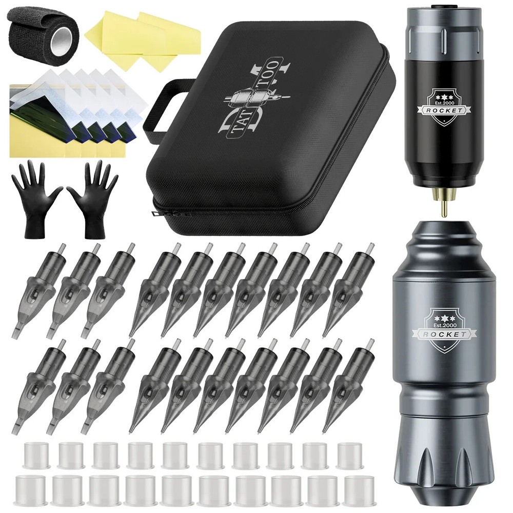 Wireless Tattoo Kit Mini Rocket Machine Battery Case Needle Power Ink Rotary