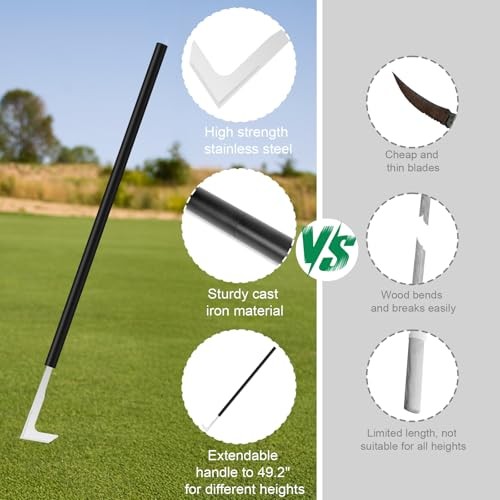 49.2” Long Handle Crack Weeder, 3 Adjustable Length Crevice Weeding Tool Silver