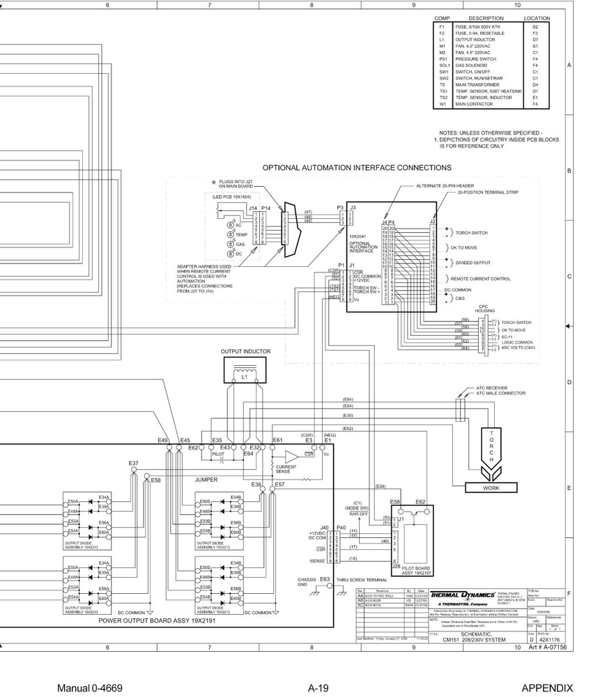 Thermal Dynamics CutMaster 151 Plasma Cutter Service Manual *954