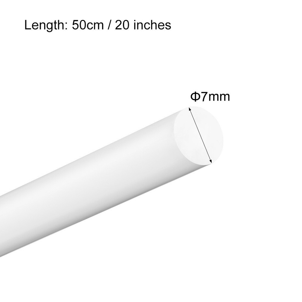 Plastic Round Rod,7mm Dia 50cm White Engineering Plastic Round Bar 2pcs