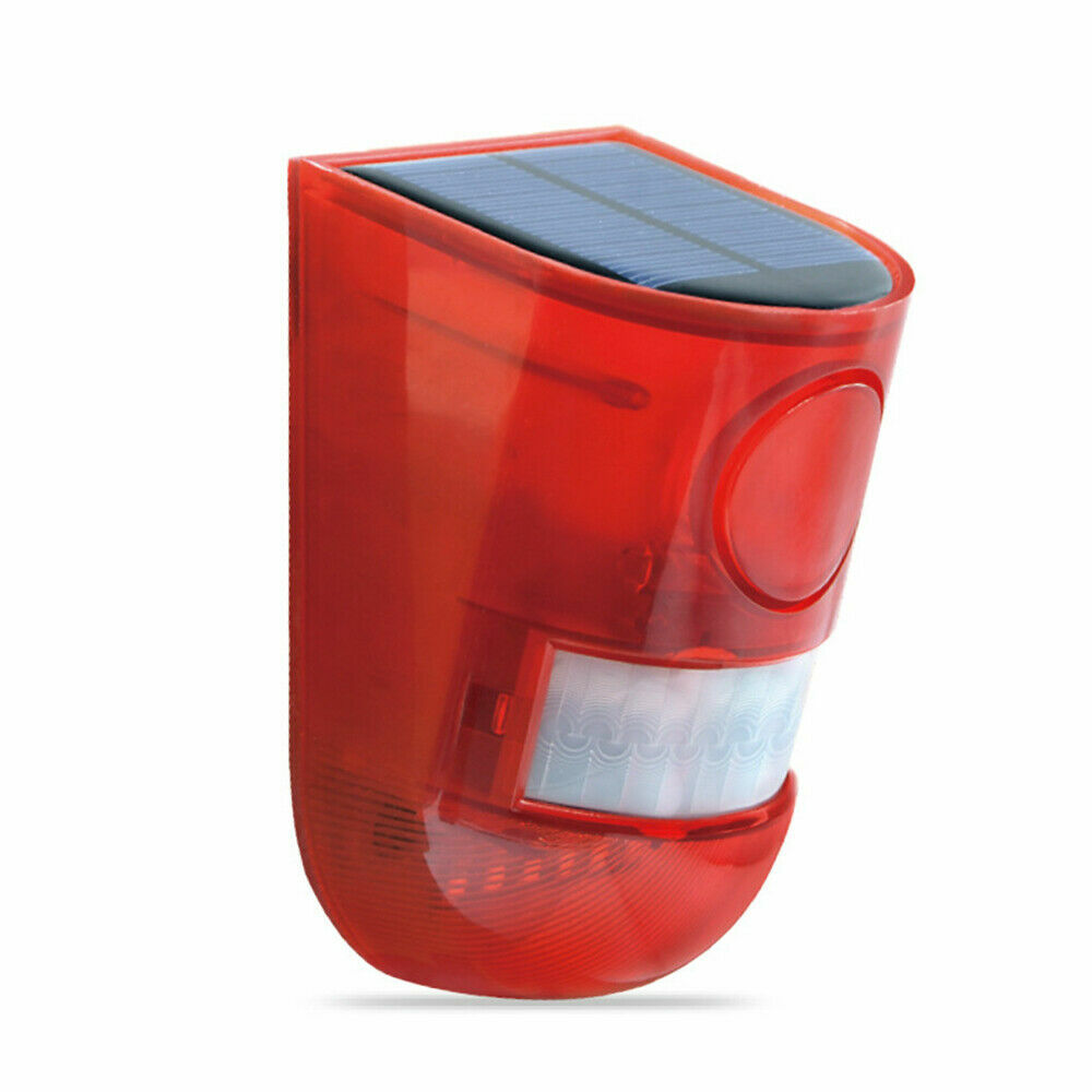 Solar Alarm LED Light Solar Strobe Light Wireless Motion Sensor Detector Outdoor