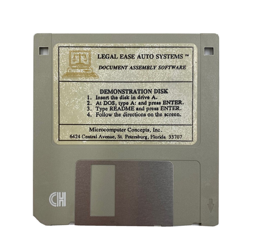 Legal Ease Auto Systems Document Assembly Software Demonstration Disk, Good Used