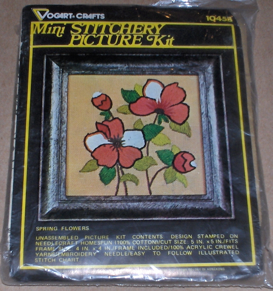 "Spring Flowers" Floral Stitchery Kit w/ Frame