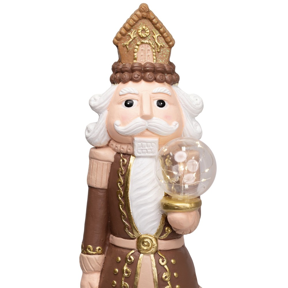 LED Lighted Nutcracker with Globe - 27" - Brown and Beige