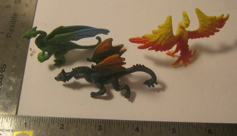 6 Assorted Miniature Hard Rubber DRAGONS!!