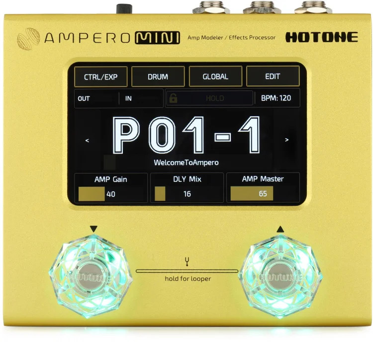 Hotone Ampero Mini Amp Modeler and Effects Processor - Mustard