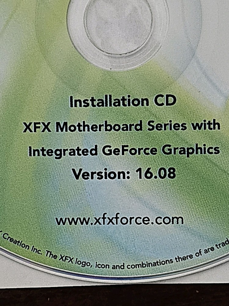 XFX Motherboard GeForce Graphics V 16.08 Installation CD