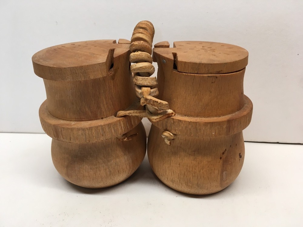 Double Wood Container Box Storage 4” with Lid + Leather Handle Scandinavian (?)