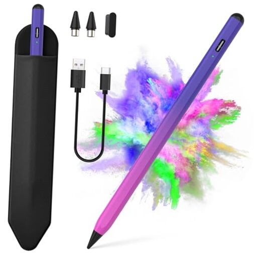 Stylus Pen for iOS&Android Touch Screens, Active Pencil for Purple Rose Red