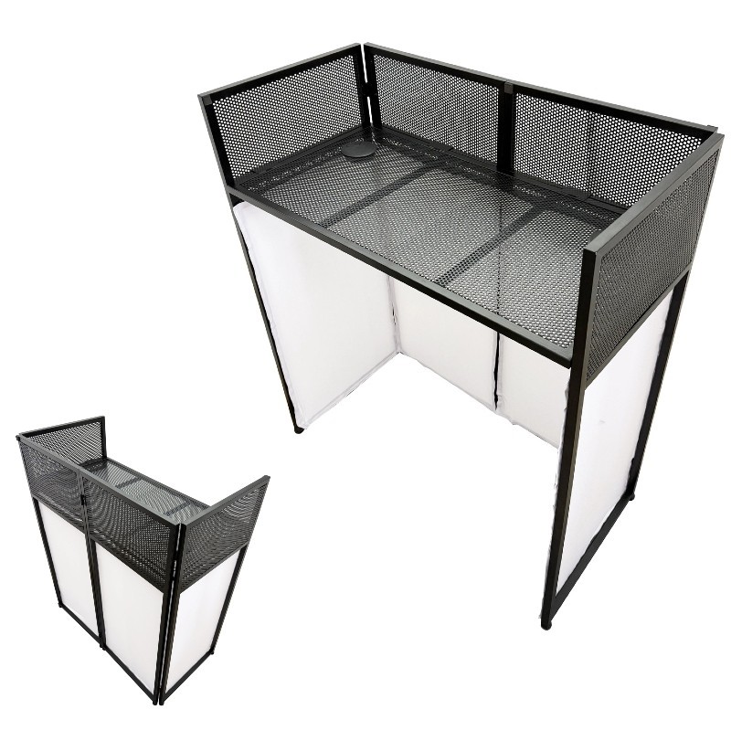 Portable Foldable DJ Table and Movable Disc Playing Table DJ Booth Steel Frame